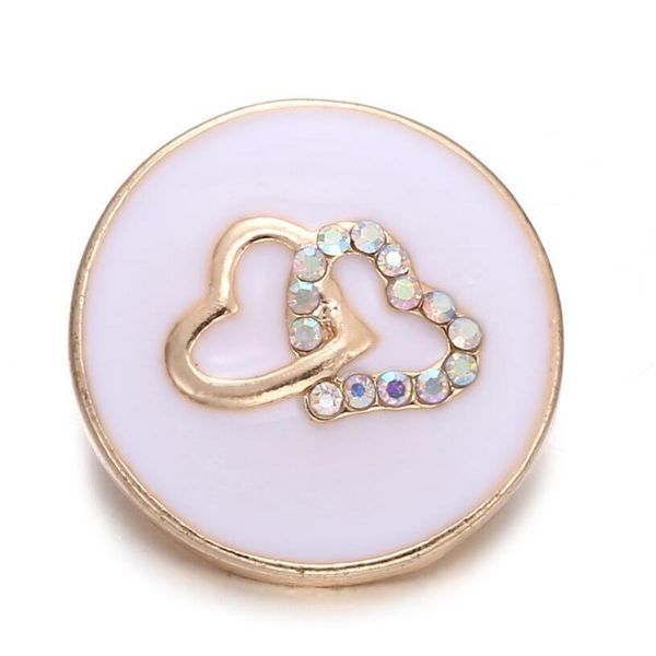 

10pcs 2019 new rose gold snap jewelry crystal double love heart 18mm metal snap button fit snap bracele sqcobp dh_seller2010, Bronze;silver