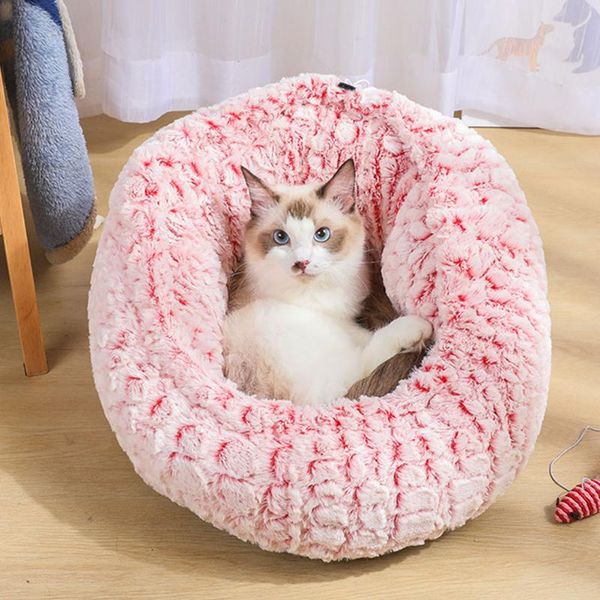 

pet cat bed puppy kitten cat dog bed cuddler plush washable warming round comfortable indoor adjustable anti slip mascotas