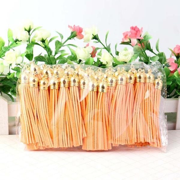 

10pc lot imitation suede tassel fringe keychain leather tassels caps straps diy jewelry making charms pendants craft accessories h jllomf