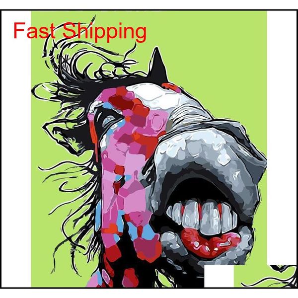 

diy oil painting by numbers big mouth horse 50*40cm/20*16 inch on canvas for home decoration kits for adults [unframed] uuk4w