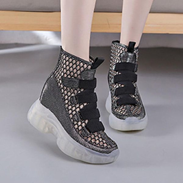 

swqzvt new ankle boots for women autumn and winter breathable thick bottom cool boots women casual internal increase net, Black