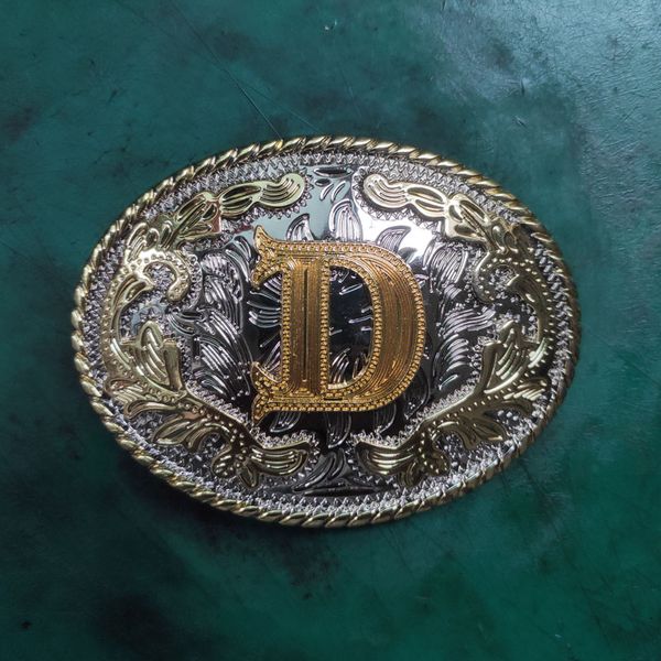 

cowboy cowgirl western silver gold d letter belt buckle suitable 4cm width belt head, Slivery;black