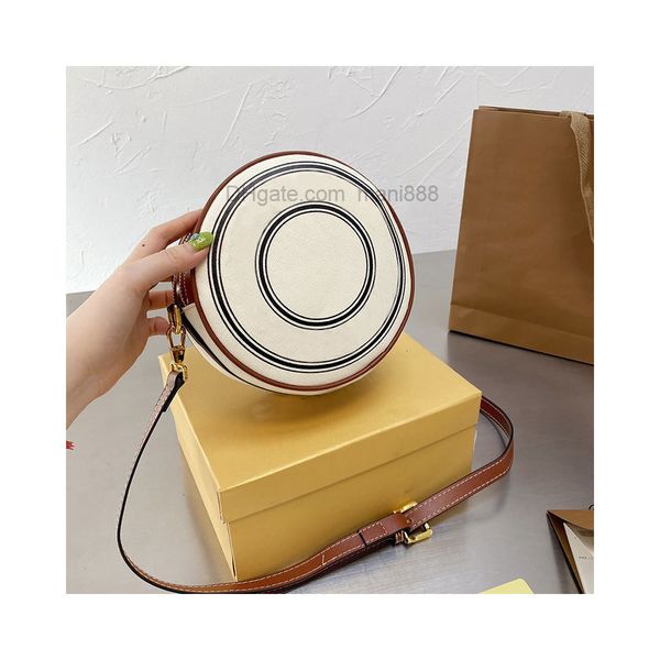 

canvas round crossbody bag women handbag wallet fashion letter circular design shoulder bags double layer coin purse adjustable strap