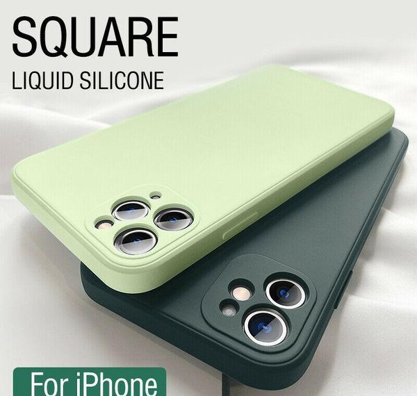

luxury original square liquid sile phone case for iphone 12 11 pro max mini xs x xr 7 8 plus se 2 slim so jllgbp loveshop01
