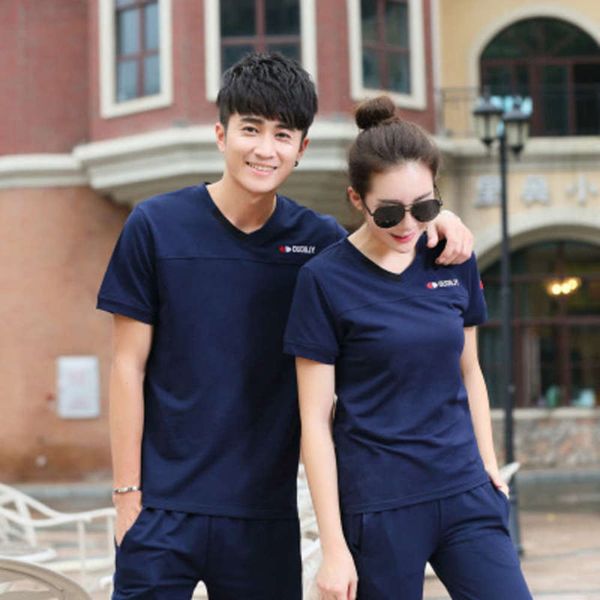

men's sportswear short sleeve thin summer lovers casual sports korean slim women's suit tide, Gray