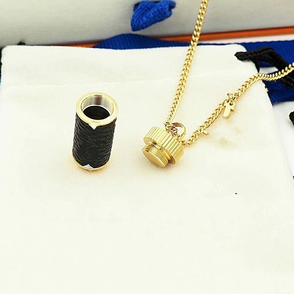 

europe america style men lady women eclipse lovers long necklace with initials wrap white prints leather perfume bottle pendant, Silver