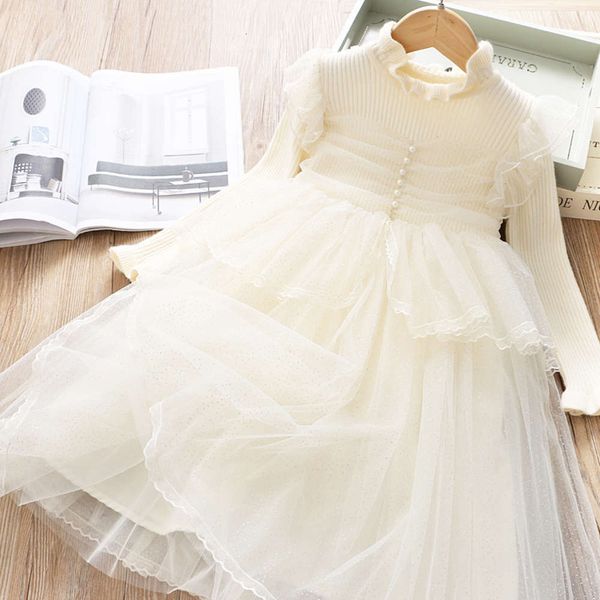 

mh children's winter beaded drs 2020 girls' lace cake skirt 1017 cot0, Red;yellow