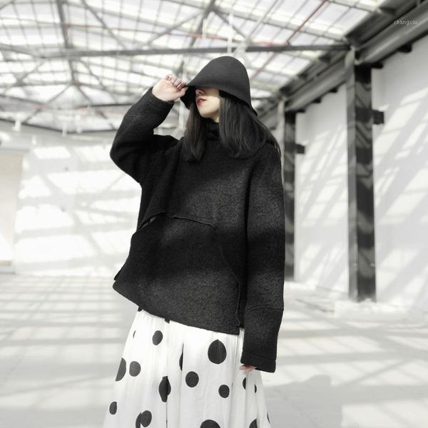 

loose fit black split oversized sweatshirt new hooded long sleeve women big size fashion utumn winter 2020 19-a7071