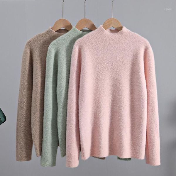 

bygouby cashmere women basic sweater thick warm turtleneck pullovers autumn winter imitate knit slim sweater pull femme1, White;black