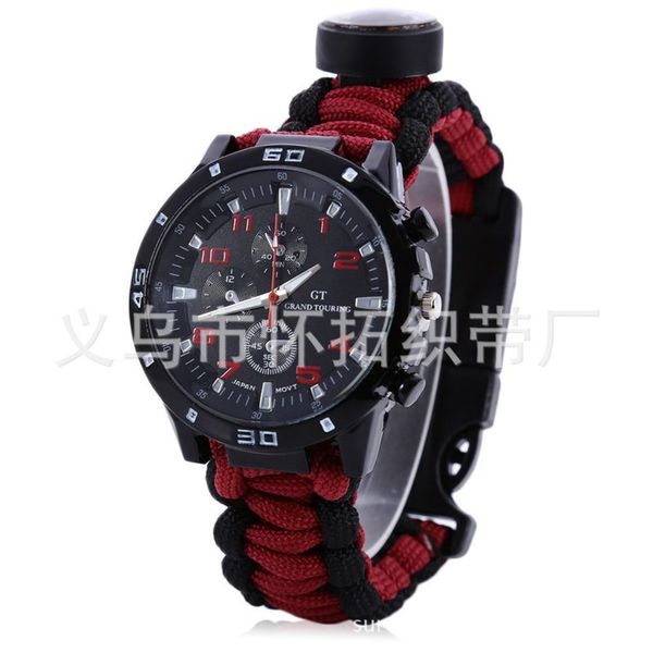 

7 in 1 umbrella rope special woven bracelet 7-core umbrella rope bracelet outdoor sports watch, White;black