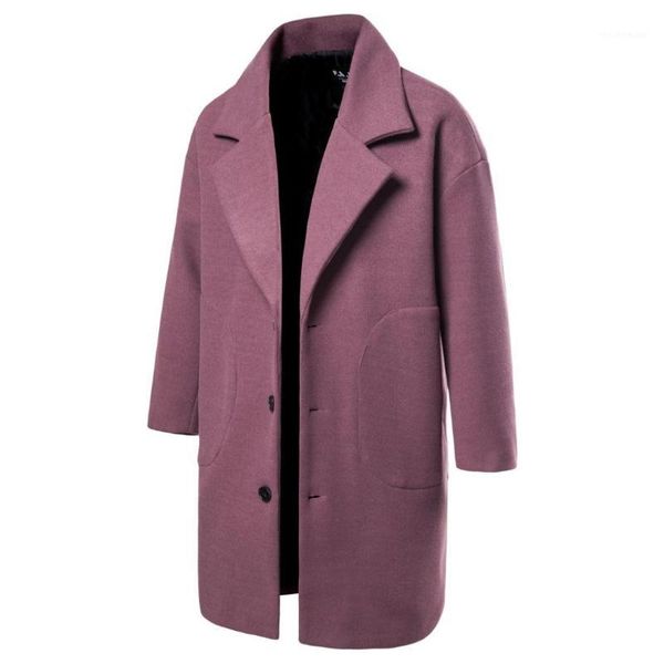 

2019 autumn and winter windbreaker men's long korean version of woolen coat spring and autumn handsome woolen coat men's jacket1, Black