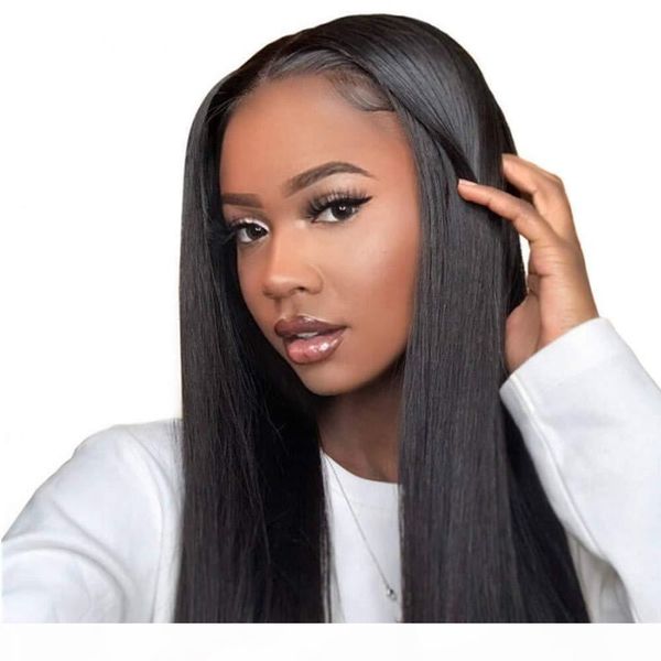 

180% density straight glueless brazilian virgin lace front wigs for women human hair lace front wigs with baby hair natural black 24 inc, Black;brown