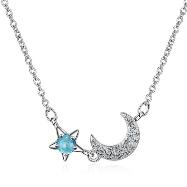 

meekcat korea 925 sterling silver moon star necklaces&pendants silver chain choker necklaces jewelry collar colar