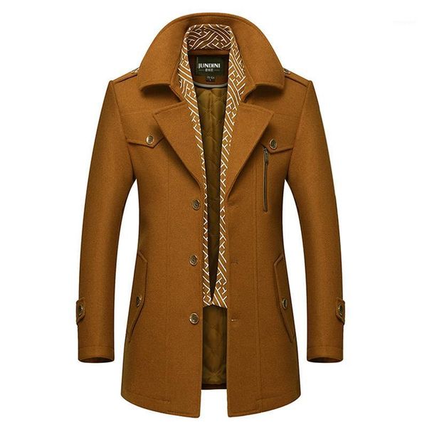 

middle aged wool coat men's windbreaker middle aged and old father's clothes thickened winter coat wool jacket1, Black