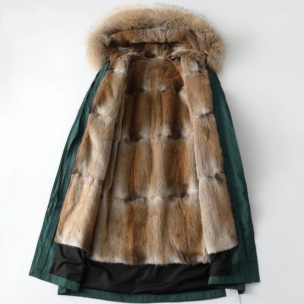 

raccoon fur collar parker overcoat women female warm mink bladder slim long coat female coats and jackets for winter1, Black