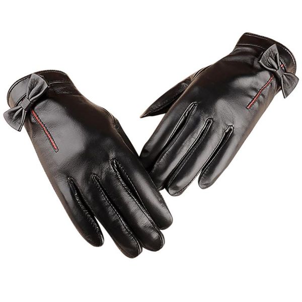 

fashion luxurious women leather winter super warm gloves cashmere guantes moto mujer invierno luvas feminina de inverno new &18, Blue;gray