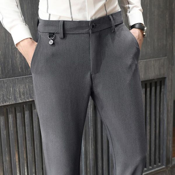 

020 новая осень зимний дизайн мужские повседневные брюки тонкий pant прямые брюки мужчины мода stretch бизнес мужчины размер 28-38, Blue