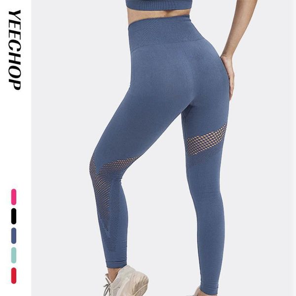 

yoga outfits yeechop seamless high waist pants women workout leggins mesh tights fitness leggings 2021 gym clothing for sportswear1, White;red