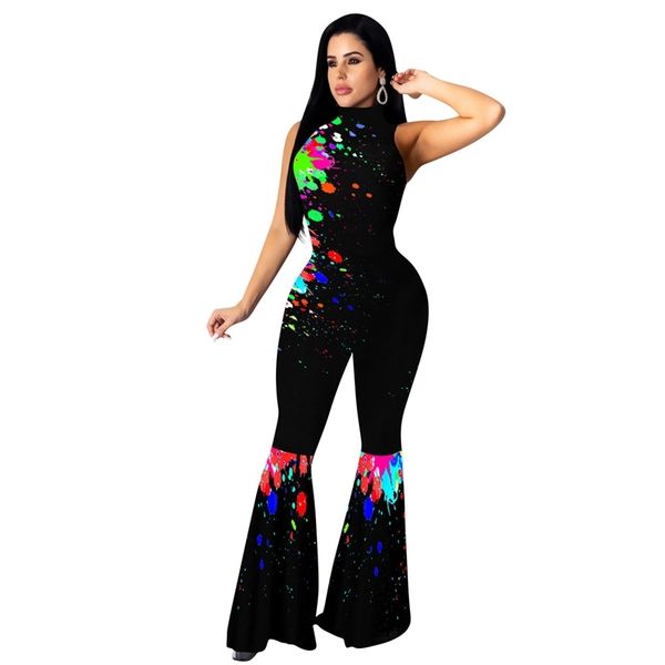 

new arrival jumpsuit european and american women's rompers overall printed off-shoulder ruffles jumpsuit y200904, Black;white