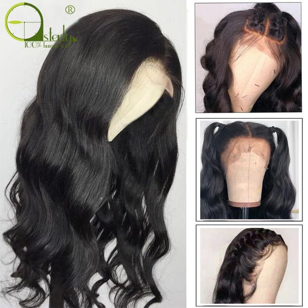 

sterly body wave lace front human hair wigs pre plucked 13*4*1 lace part wigs human hair remy frontal wig for black women, Black;brown