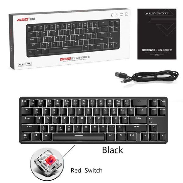 

ajazz k680t wired bluetooth 68 keys with anti-ghosting design mechanical keyboard different backlight modes type c 1000mah