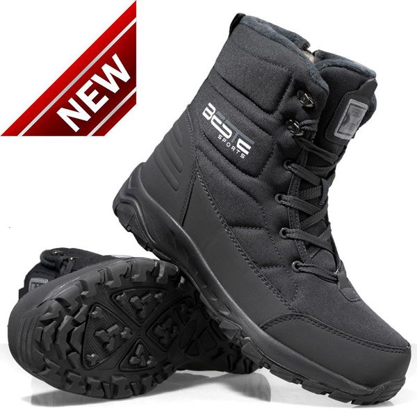 

winter large cotton plush thickened northeast leisure snow boots new warm outdoor men's shoes, Black
