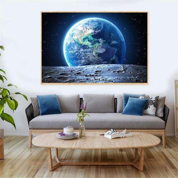 

galaxy stars astronaut planet hole space posters and prins universe earth meteorite wall pictures for living room decoration1