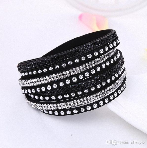 

bracelets leather fashion5nevwrap slake fashion deluxe multilayer new charm bangles with sparkling crystal women sandy beach fine j