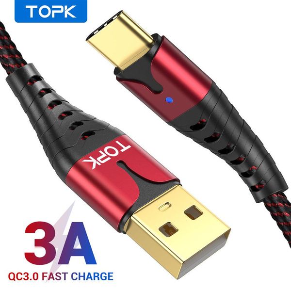 

2021 fast shipping led 3a usb type c fast charging cable for samsung s10 mobile phone type-c charger cable fy7426