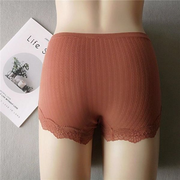 

seamless boxers lace side middle waist no trace breathable hip cotton crotch women's underwear, Black;pink