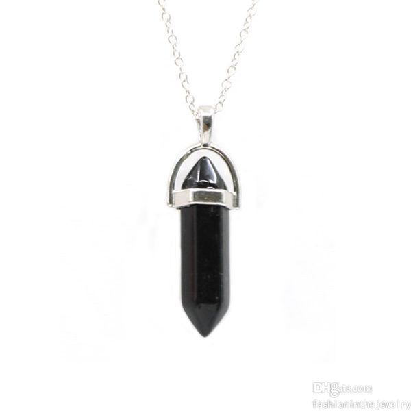 

luxury necklace designer jewelry fashion natural stone pendants bulk real clear quartz crystals chakra crystals and healing stones set ameth, Silver