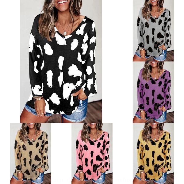 

свободный длинный рукав лето новых женщин напечатанного om9356 летней футболка с длинным рукавом свободного новых женского печатной футболки, White