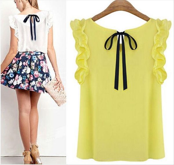 

faroonee womens lotus leaf pullover chiffon shirt new 2021 fashion female blouse plus size casual summer loose shirt, White