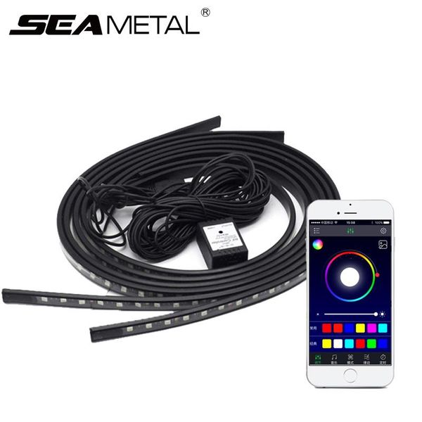 

4pcs led car underbody lights app remote control rgb led strip underglow underbody system neon light auto backlight accessories