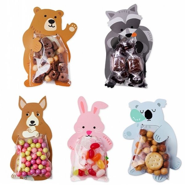 

10pcs/lot animal cute gift baby shower birthday party cookie bags bear candy box greeting cards popular rabbit