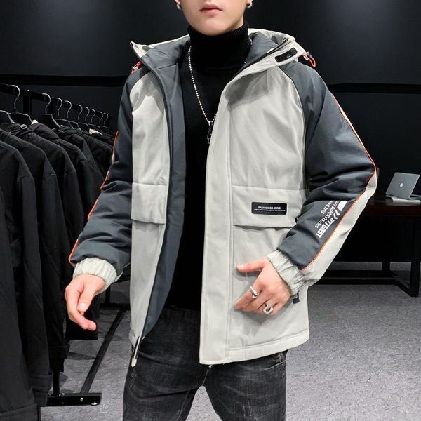 

large size winter cotton padded men's coat thickened cotton padded jacket new winter wear korean fashion men's down mens, Black
