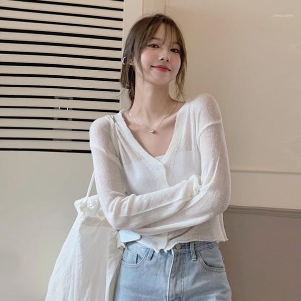 

knitted jacket autumn new all-match thin net red long-sleeved short women1, Black