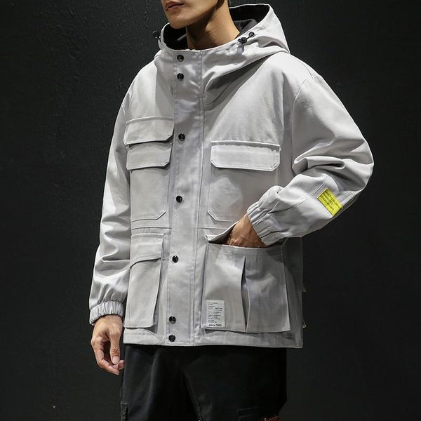 

men's jackets windproof hip hop winter jacket men fashion autumn loose casual pocket streetwear army coat large size for male, Black;brown