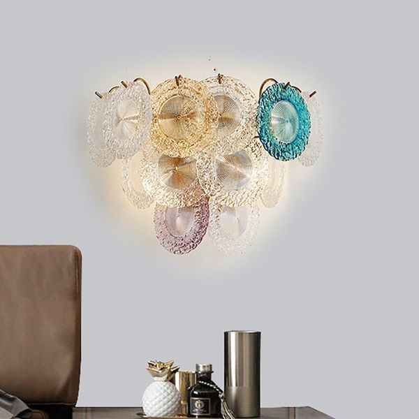 

modern stained glass wall light bedroom bedside lamp wall sconce nordic light luxury villa l club wall lamp