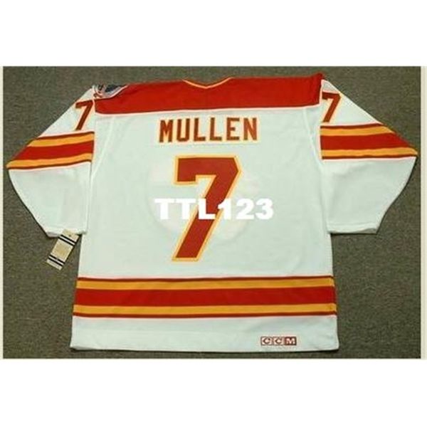 

421s #7 joe mullen calgary flames 1989 ccm vintage retro away hockey jersey or custom any name or number retro jersey, Black