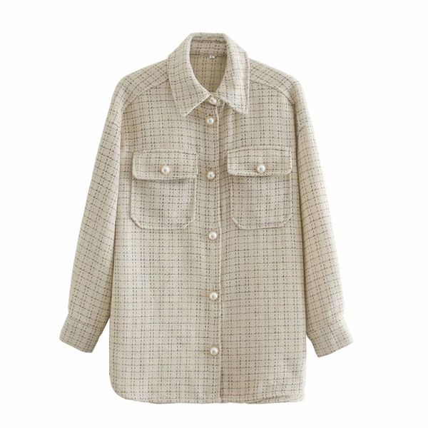 

autumn women plaid loose shirts coats jackets long sleeve single breasted new fashion female street jacket outerwear cloth 201112, Black;brown