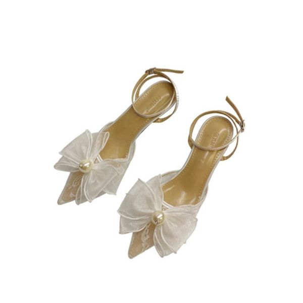 

2021 new pointed down, knitted or crocheted, only wedding shoes, fairy wind, heels, back, empty, sandals. 5g5s, Black