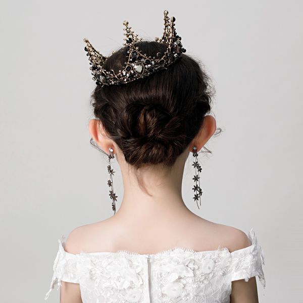 

mround headdress princess korean version of black cute children's crown show hairwear k, Silver