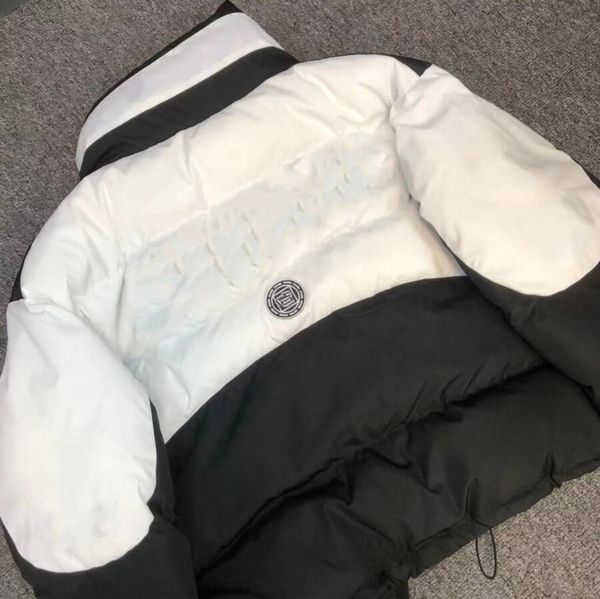 

web celebrity winter fashion down outerwear new thick warm black and white letter cotton coat for women