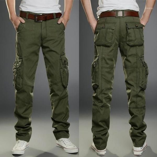 

2020 spring new men's trousers outdoor multi-pocket overalls men's youth slim straight cotton trousers fashion trend1, Black