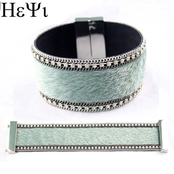 

bangle 2021 fashion and manual production bohemian style imported korean velvet leather inlay magnet button bracelet1, Black