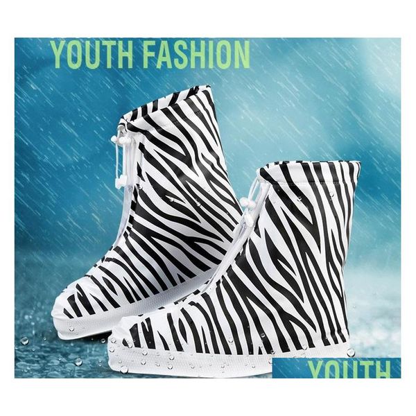 

pvc overshoes women rain boots galoshes reusable shoe covers zebra print waterproof wear directly w qyllym bwkf