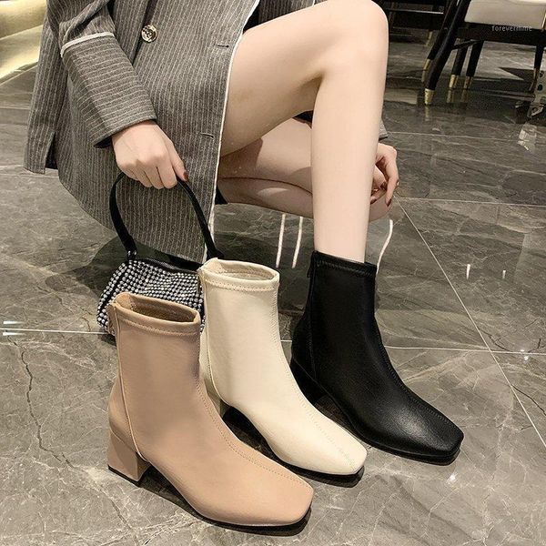 

women's boots autumn boots-women round toe shoes luxury designer winter footwear 2020 high heel ladies rubber fashion1, Black