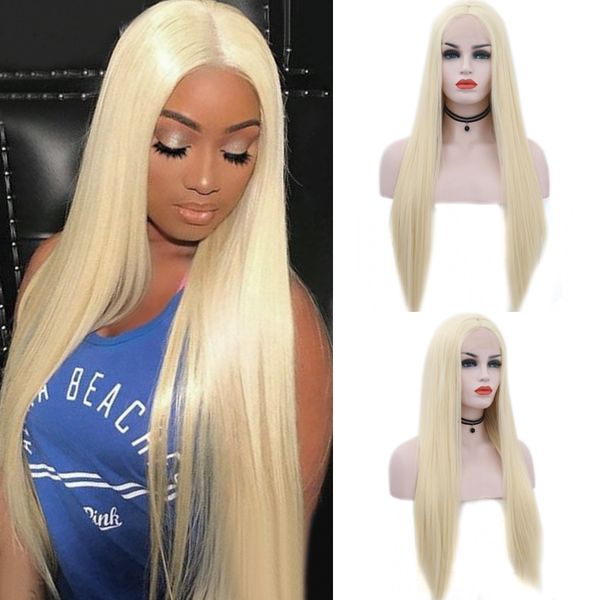 

costume accessories 613 blond wig long silky straight synthetic lace front wig high temperature wigs for women middle part cosplay wigs, Silver