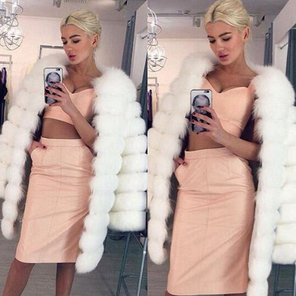

artificial fur coat women clothing cover winter luxury faux fur jacket long elegant plus size luxury fashion warm full 201212, Black